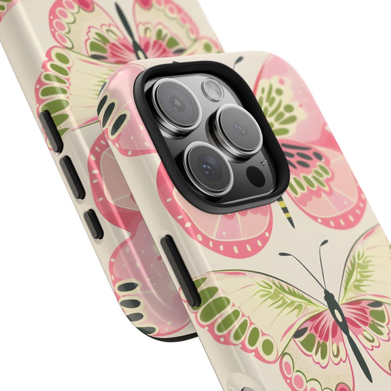 Funda para teléfono con diseño de mariposa rosa: resistente a impactos y de verano. imagen 2