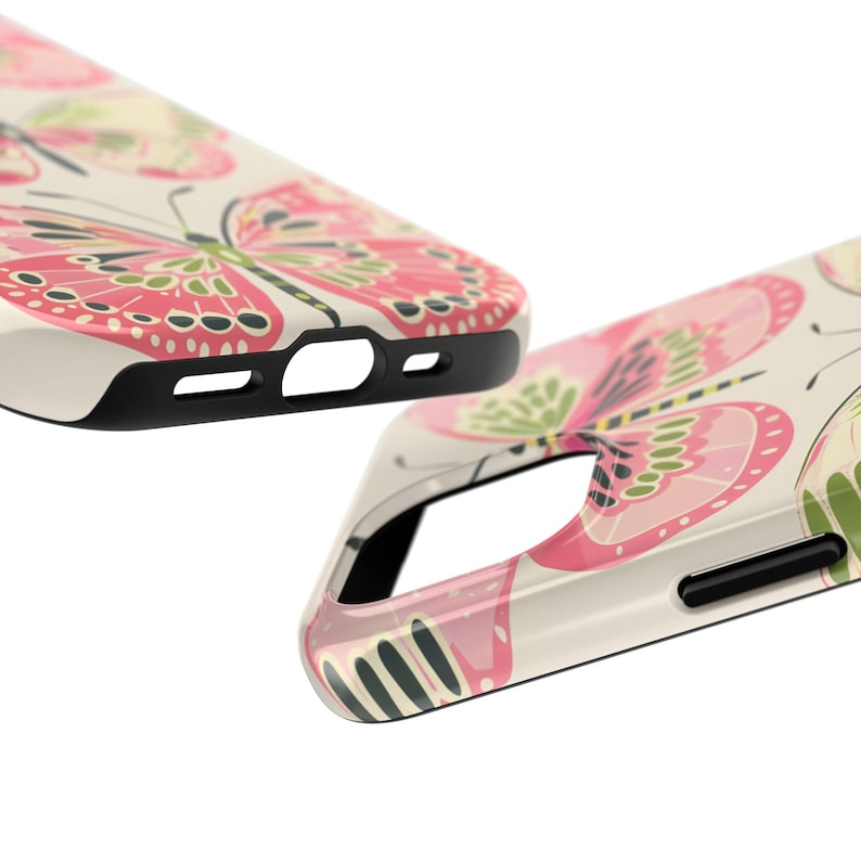 Funda para teléfono con diseño de mariposa rosa: resistente a impactos y de verano. imagen 4