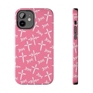 Pink Cross Phone Case Christian Gifts Jesus Bible Verse Protective Cover for iPhone & Samsung