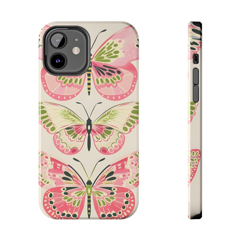 Funda para teléfono con diseño de mariposa rosa: resistente a impactos y de verano. imagen 1