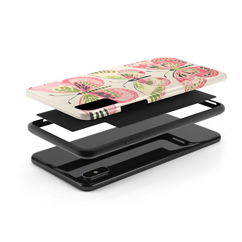 Funda para teléfono con diseño de mariposa rosa: resistente a impactos y de verano. imagen 5