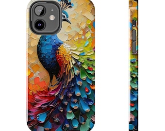 Estuche para teléfono con diseño de pavo real vibrante / Estilo artístico de vida silvestre / Regalo de verano colorido para amantes de la naturaleza y las aves
