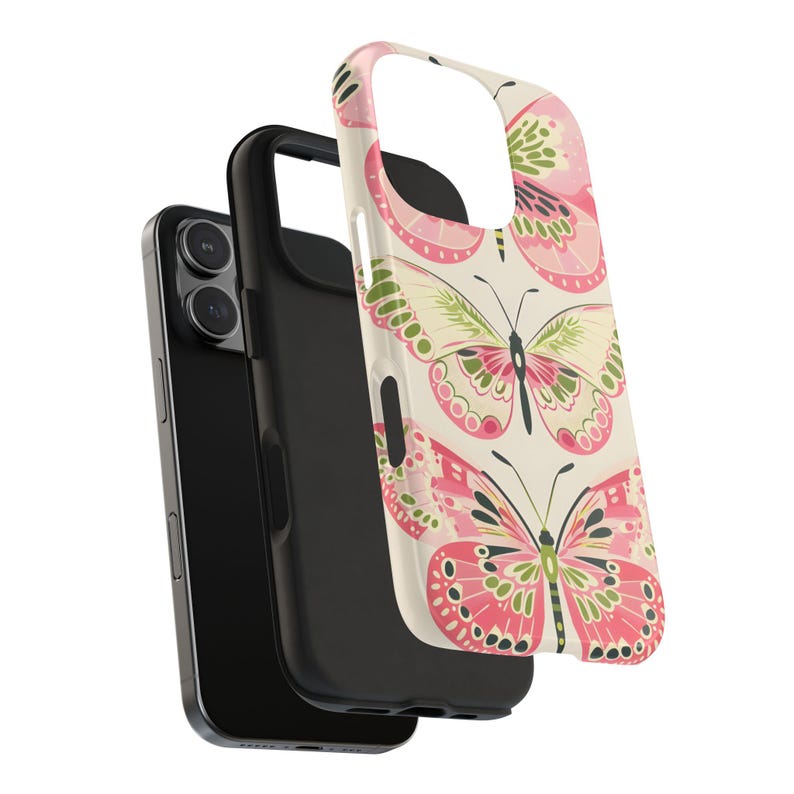 Funda para teléfono con diseño de mariposa rosa: resistente a impactos y de verano. imagen 3