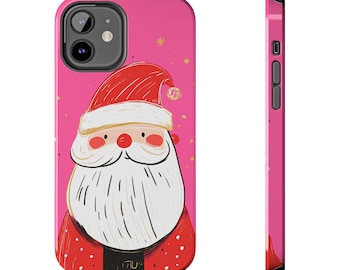 Festive Santa Phone Case: Tough Holiday Cover, Pink Santa Design