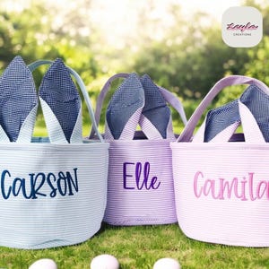 Personalisierter Osterkorb mit Namen, Handgefertigter Seilkorb mit Hase, Einzigartiges Ostergeschenk für Kinder, Babys erstes Osterandenken
