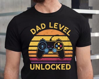 Dad Level Unlocked Gaming Dad Shirt Retro Gamer Father Gift New Dad Video Game Fathers Day Outfit