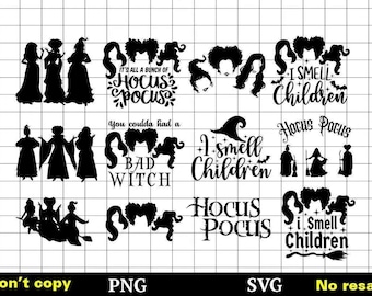 Hocus Pocus SVG, Sanderson Svg, Halloween Svg, Sanderson Sisters SVG, Monogram Clipart, Witch Hat SVG, Cricut, Silhouette Cut Files