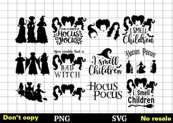 Hocus Pocus SVG, Sanderson Svg, Halloween Svg, Sanderson Sisters SVG, Monogram Clipart, Witch Hat SVG, Cricut, Silhouette Cut Files