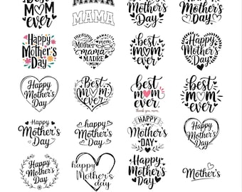 Happy Mother's Day SVG Bundle: Mom Herz Designs (20 Dateien)