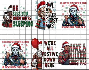 Merry Creepmas PNG, Horror Christmas Clipart, The Boys of Winter Design, Creepy Friends Xmas Artwork, Christmas Movie, Instant Download