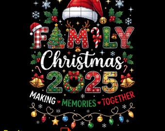 Navidad familiar 2025 PNG, Equipo navideño PNG, Divertidos pijamas navideños a juego PNG para fiestas, Camisa de pijama navideña, Reunión grupal navideña, Sublimación