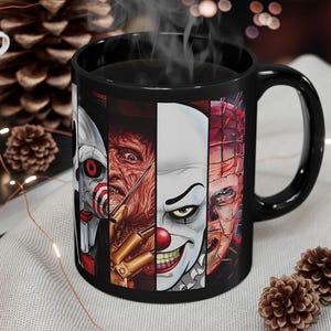 Halloween Coffee Mug Funny Horror Movie Cup Scary Fall Drinkware Gift for Horror Fans
