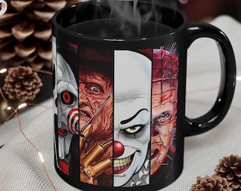 Halloween Coffee Mug Funny Horror Movie Cup Scary Fall Drinkware Gift for Horror Fans