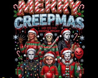 Merry Creepmas PNG, Horror Christmas Clipart, The Boys of Winter Design, Creepy Friends Xmas Artwork, Christmas Movie, Instant Download