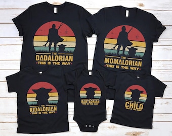 Star Wars Family Mandalorian t-shirt, Dadalorian Shirt Mamalorian The Child Matching Shirts, Dadalorian The Child Kidalorian and Babylorian