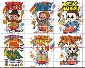 Horror Cereal Killers PNG Bundle: Spooky Movie Characters (Digital Download)