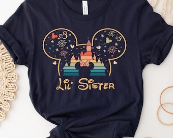 Sister Shirt, Lil Sister Mouse Tee Cute Disney Family Gift Shirt for Disney World Group Outfits