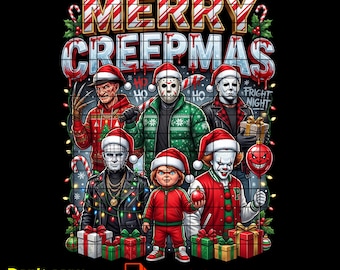 Merry Creepmas PNG, Horror Christmas Clipart, The Boys of Winter Design, Creepy Friends Xmas Artwork, Christmas Movie, Instant Download