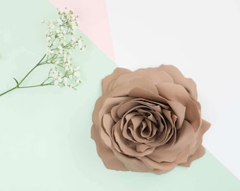 Light Brown Broszka kwiat, tkanina, ręcznie robione