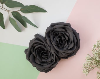 Broszka z dwoma kwiatami, kwiaty ręcznie robione, szpilka / Szary