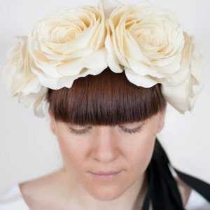 Ivory Wedding Flower crown, band for head, waistband, shoulder, kokoshnik