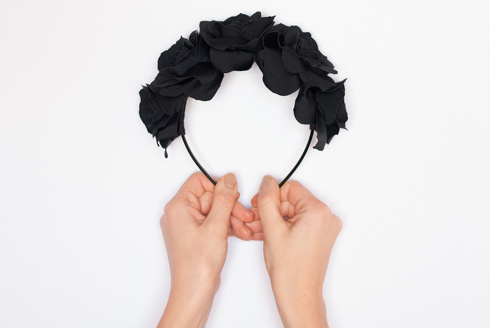 Black Rose Flower Crown Black Rose Headband Black Flower Etsy