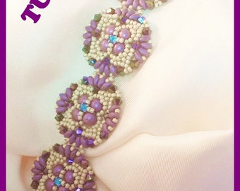 DIY Spring bracelet tutorial. Superduo beads pearls, seed beads and swarovski bracelet