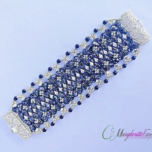 Bead tutorial, how to make Damasco cuff with paisley and gem duo beads. Pdf step by step  cuff tutorial