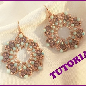 Può includere: Un paio di orecchini con perline a forma di fiore. Gli orecchini sono realizzati con perline blu chiaro e marroni e hanno un gancio argentato.