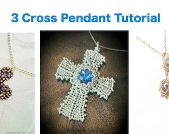 3 cross pendant pattern tutorial in one! buy and save 7 dollars