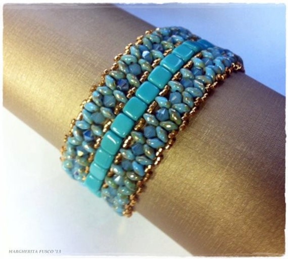 Schema Perline Bracciale Embiez Con Cristalli Tila Superduo Etsy