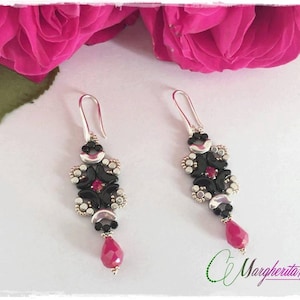 Margherita earring tutorial | Pdf pattern, how to make Margherita earrings with minos and arcos beads.
