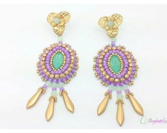 Bead embroidery tutorial. Acapulco earrings pattern. How to make a pair of earrings