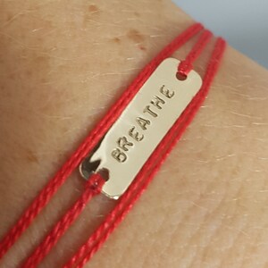 BREATHE Bracelet-Evil Eye Bracelet-Red String Inspirational Bracelet-Meaningful teacher gifts-Sterling Silver Breathe Bracelet-Gold Tiny Bar