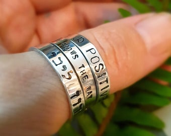 Personalized Name Ring-Kids Name Ring-Message Ring-Hebrew Name Ring-Gifts For Her-Open Back Sterling Silver Ring-This Too Shall Pass Ring