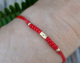Evil Eye Red Bracelet-Man Bracelet Protection Jewelry-Gift for Him-Adjustable Red String Waxed Bracelet-Boho Surfer Bracelet for Him