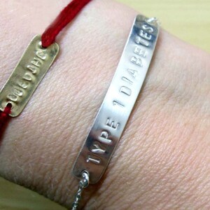 TGLS Red Medical Alert Type 1 Diabetes Bracelet - Engraved Stainless Steel Adjustable Chain