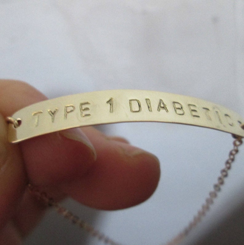 Medical Alert Bracelet-Type 1 Diabetes Bracelet-Gold Medical Alert Type 1 Diabetic Bracelet-Diabetes ID Bracelet-Medical Jewelry-Allergy ID image 4