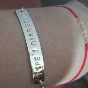 Medical Alert Bracelet-Type 1 Diabetes Bracelet-Gold Medical Alert Type 1 Diabetic Bracelet-Diabetes ID Bracelet-Medical Jewelry-Allergy ID image 3