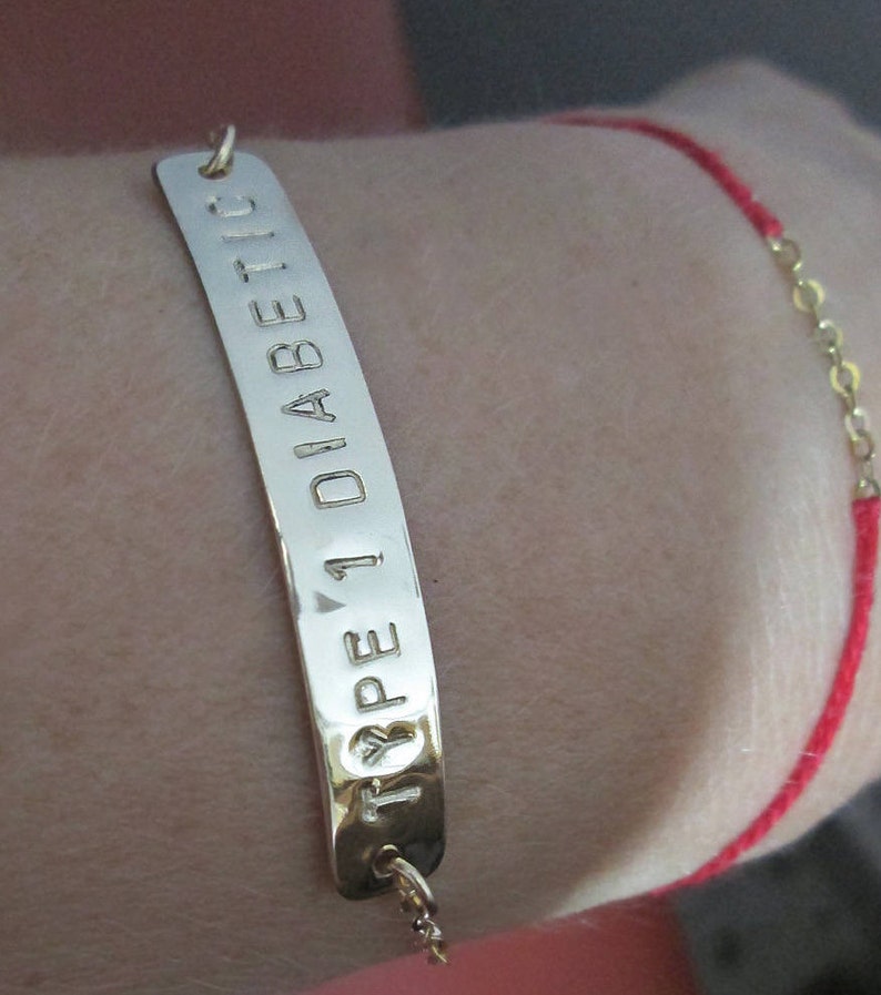 Medical Alert Bracelet-Type 1 Diabetes Bracelet-Gold Medical Alert Type 1 Diabetic Bracelet-Diabetes ID Bracelet-Medical Jewelry-Allergy ID image 3