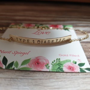 Medical Alert Bracelet-Type 1 Diabetes Bracelet-Gold Medical Alert Type 1 Diabetic Bracelet-Diabetes ID Bracelet-Medical Jewelry-Allergy ID image 6