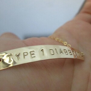 Medical Alert Bracelet-Type 1 Diabetes Bracelet-Gold Medical Alert Type 1 Diabetic Bracelet-Diabetes ID Bracelet-Medical Jewelry-Allergy ID image 8