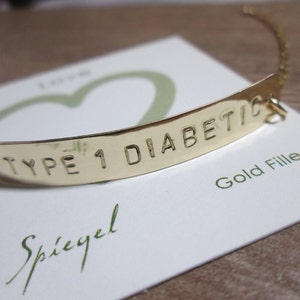 Medical Alert Bracelet-Type 1 Diabetes Bracelet-Gold Medical Alert Type 1 Diabetic Bracelet-Diabetes ID Bracelet-Medical Jewelry-Allergy ID image 9