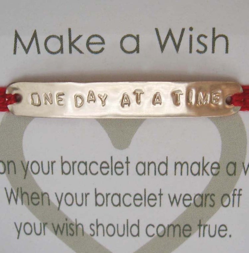 One Day At A Time-Red Bracelet Kabbalah Woman-Long Bar Kabbalah Bracelet-Evil Eye Personalized Message Bracelet-Meaningful Evil Eye Bracelet image 7