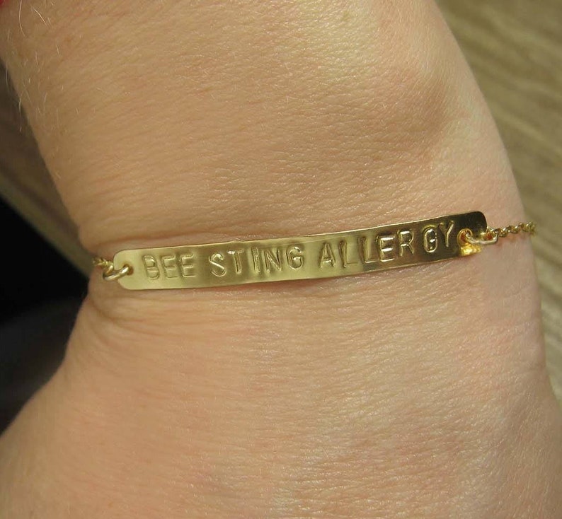 Bee Sting Allergy Medical Alert BraceletGold Medical ID Etsy