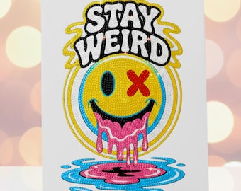 Kit de peinture au diamant Stay Weird, ensemble d'art DIY cristal strass