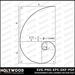 Fibonacci Golden Ratio Digital Design Download, Fibonacci Art, Fibonacci Design, Spiral Design, Golden Ratio Designs