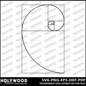 Golden Ratio Fibonacci Spiral Digital Design Download, Fibonacci Art, Fibonacci Design, Spiral Design, Golden Ratio Designs