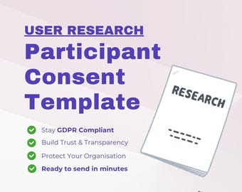 User Research Participant Consent Form | Digital Template | UX Research | Editable DOCX
