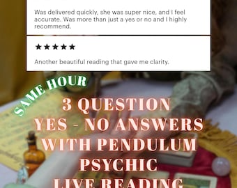 Same Hour Pendulum Reading: 3 Yes/No Psychic Questions - Fast Clarity